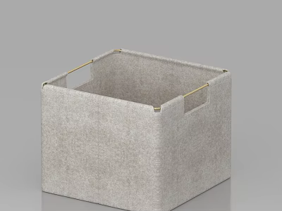 Gray Fabric Storage Basket With Metal Handles For Home Organizing Solutions 3d model