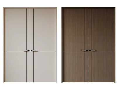 Modern Double Doors With Light And Dark Wooden Texture Design 3d model