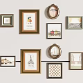 Diverse Wall Frame Collage With Various Shapes Styles And Art Prints 3d model
