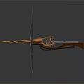 Ancient Fantasy Triangular Weapon With Intricate Golden Runes Colorful Aura And Decorative Design
