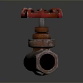 Industrial Equipment Long Cylindrical Pipe Featuring Red Valve Structure And Spiral Patterns In Brown Red