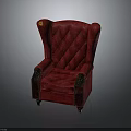 Classic Red Diamond Tufted Upholstered Armchair With Dark Armrests And Elegant Design