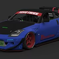 Blue Race Car With Toyo Tires Banner G Racing Logo And Boosted Dreams Graphics