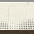 Modern Perforated Background Wall Design With Wooden Floor And Potted Plant