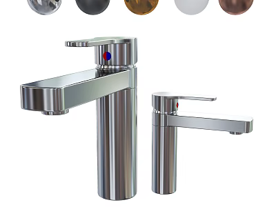Modern Chrome Bathroom Faucets With Various Color Choices And Sleek Design 3d model