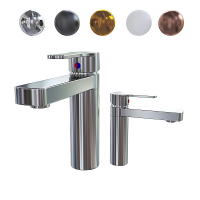 Modern Chrome Bathroom Faucets With Various Color Choices And Sleek Design 3d model