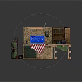Rustic Workbench Furniture With Shelves Blueprints Gas Cylinders American Flag Cloth And Lamp