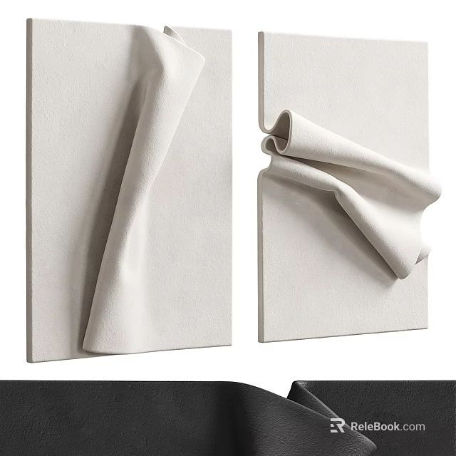 Soft Light Colored Fabrics With Folded Details On White Background Surface 3d model 