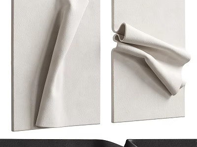 Soft Light Colored Fabrics With Folded Details On White Background Surface 3d model