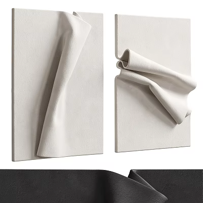 Soft Light Colored Fabrics With Folded Details On White Background Surface 3d model