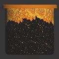 Black Decorative Furniture With Orange Rim Yellow Floral Pattern And Speckles