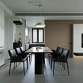 Modern Living And Dining Room Interior With TV Wall Coffee Table And Area Rug