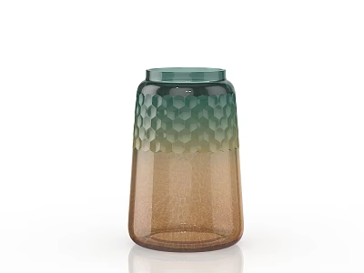 Decorative Glass Vase With Gradient Green To Brown Color And Honeycomb Texture 3d model