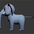Adorable Blue 3D Cartoon Elephant Featuring Pink Ears And Big Eyes
