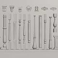 White Columns With Various Designs Decorative Tops And Different Shaft Shapes
