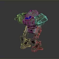 Heavy Duty Mechanical Robot Character With Gray Armor And Blue Screen