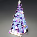 Festive Christmas Photo Spot With Stacked Transparent Cubes Blue Sphere Decorations And Top Star