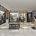 Modern Clothing Store Interior Design With Display Racks Mannequins Plants And Bench