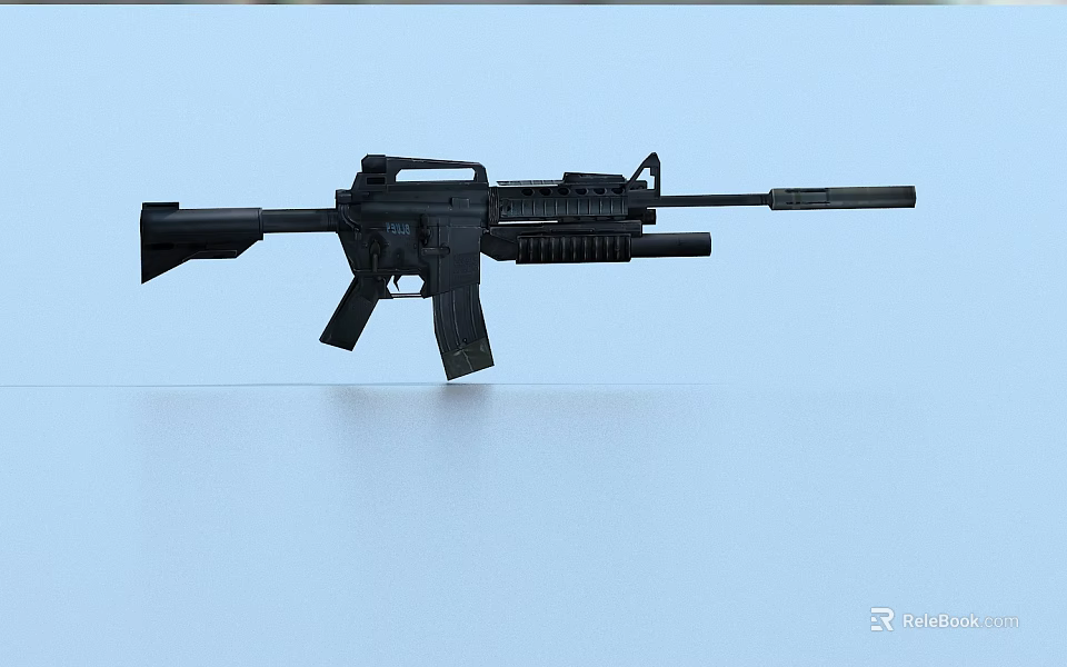Modern Black Military Style Assault Rifle With Tactical Barrel And Magazine 3d model 