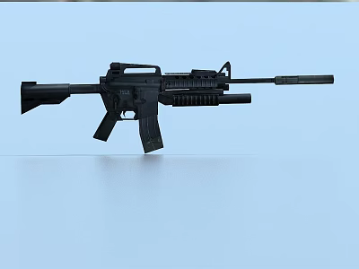 Modern Black Military Style Assault Rifle With Tactical Barrel And Magazine 3d model