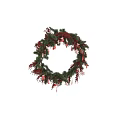 Festive Christmas Wreath Ornament With Green Pine Branches Red Berries And Decorative Elements