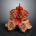Unique Handcrafted Wood And Stone Decorative Artwork Featuring Intricate Red Brown Textured Details