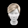 White Head Model With Blonde Short Hair And Natural Facial Features On Black Background