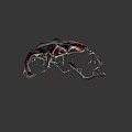 Vibrant Red Black Stag Beetle Displaying Large Shiny Mandibles on Dark Background