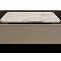 Elegant Coffee Table With Marble Top Beige Wooden Frame And Black Base