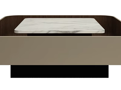 Elegant Coffee Table With Marble Top Beige Wooden Frame And Black Base 3d model