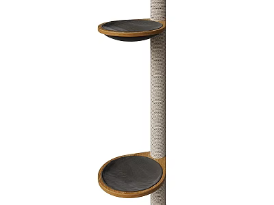Cat Tree With Two Circular Platforms And Sisal Wrapped Pole For Cat Resting And Playing 3d model