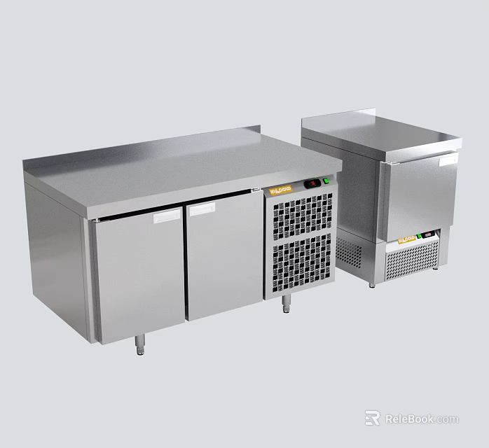 Stainless Steel Commercial Refrigerators And Freezers With Double Door Worktop Design 3d model 
