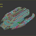 Blue Futuristic Spaceship 3D Model Featuring Detailed Mechanical Structure And Armored Sci Fi Design