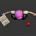 Pink Haired Animated Character Wearing Red Vest Blue Shorts Holding Tray With Floating Pink Bubbles