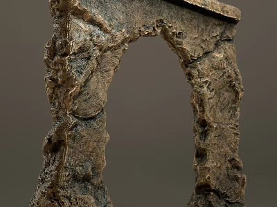Rough Textured Door Arch With Natural Stone Like Weathered Brown Surface 3d model