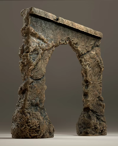 Rough Textured Door Arch With Natural Stone Like Weathered Brown Surface 3d model