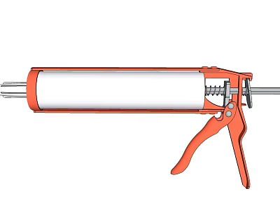 Industrial Equipment Manual Orange Caulk Gun With Barrel Plunger And Handle 3d model