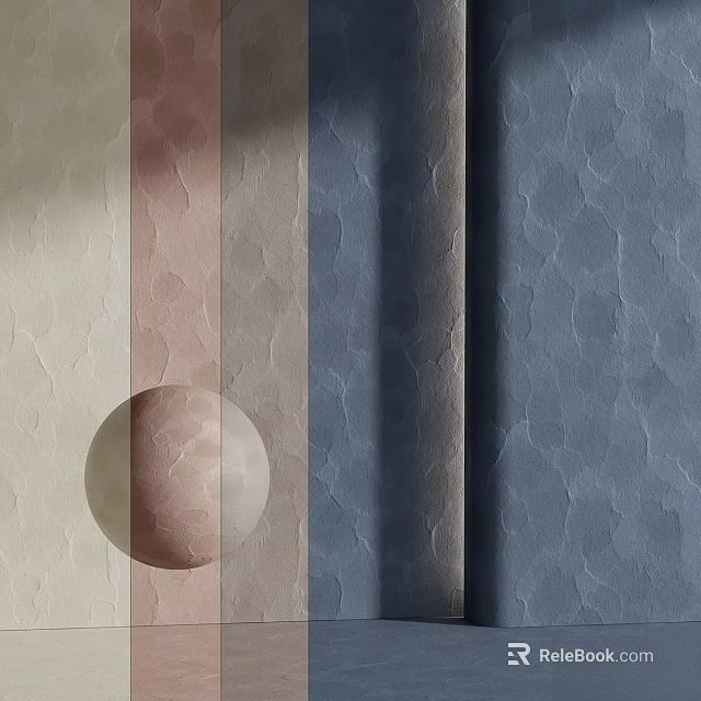 Textured Building Components With Beige Brown Gray Blue Panels And Circular Element 3d model