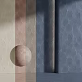 Textured Building Components With Beige Brown Gray Blue Panels And Circular Element 3d model