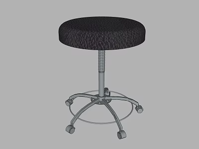 Adjustable Height Bar Stool With Round Textured Cushioned Seat And Metal Wheel Base 3d model