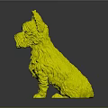 Detailed Yorkshire Terrier Sculpture in Sitting Pose with Realistic Fur Texture