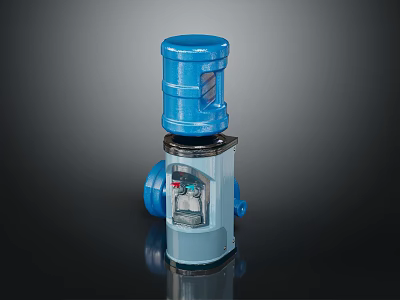 Blue Electronic Control Device With Transparent Body And Adjustment Knob 3d model