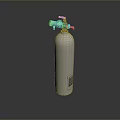 Household Essential White Gas Cylinder with Green Silver Valve and Safety Label