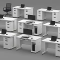 Modern White Office Desk With Laptop Drawers and CPU Storage Design