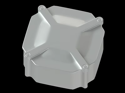 Silver Hexagonal Metal Cover With Mounting Holes And Smooth Surface 3d model