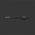 Futuristic Sci Fi Weapon With Metallic Barrel Grip Hole Pattern And Blue Accent