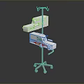 Mobile Medical Equipment with Display Screen Control Panel and Hanger on Metal Stand