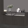 Modern Display Island With Glass Doors Jewelry Mannequin And Flower Vase