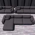Dark Gray Fabric Sofa Set with Sectional Three Seater and Two Seater Design 3d model