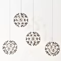 Three Modern Decorative Dandelion Shaped Chandeliers Hanging On White Background Design 3d model
